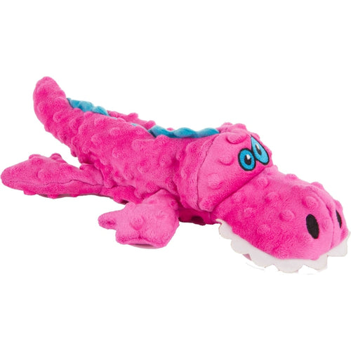 GODOG GATORS DURABLE PLUSH SQUEAKER DOG TOY (SMALL, PINK)