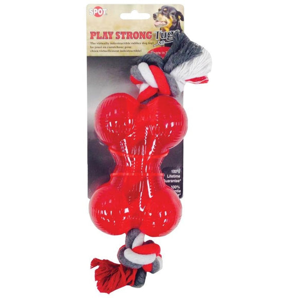 SPOT PLAY STRONG BONE WITH ROPE (5.5 IN, RED)