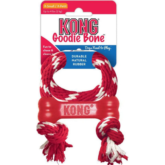 KONG GOODIE BONE WITH ROPE (XS, RED)