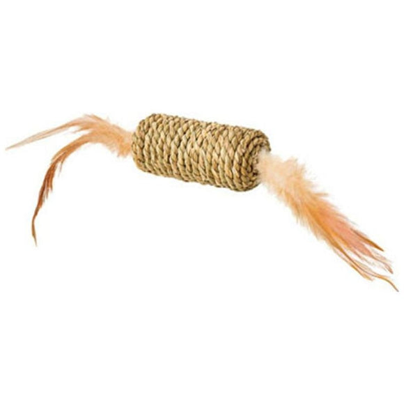 SPOT SEAGRASS ROLLER W/FEATHERS (4 IN, TAN)