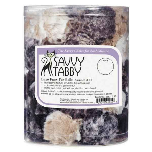 Savvy Tabby Luxe Faux Fur Balls Canister 36pcs (36 PC)