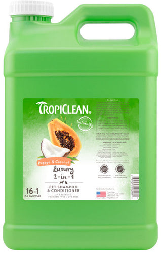 TropiClean Papaya & Coconut Luxury 2-in-1 Shampoo and Conditioner for Pets (20 oz)