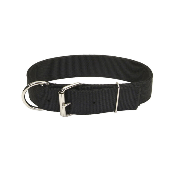 Coastal Pet Product Macho Dog Double-Ply Dog Collar with Roller Buckle (Black, 1 3/4