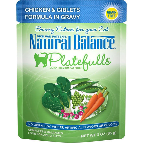Natural Balance Platefulls Regular Grain Free Chicken and Giblets in Gravy Cat Pouch Wet Cat Food Pouch Wet Cat Food