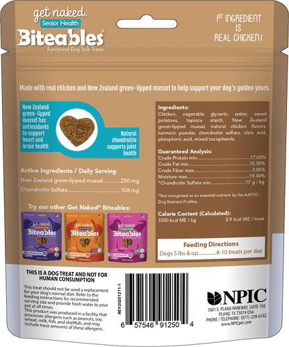 Get Naked® Biteables® Senior Health Functional Dog Soft Treats Chicken Recipe (6 Oz.)