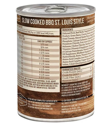 Merrick Slow-Cooked BBQ St. Louis Style with Shredded Pork (12.7 Oz)