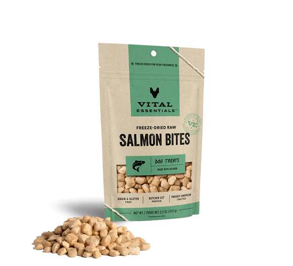 Vital Essentials Freeze Dried Raw Salmon Bites Dog Treats (2.5 Oz)