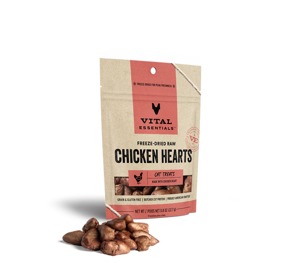 Vital Essentials Freeze Dried Raw Chicken Hearts Cat Treats (0.8 Oz)