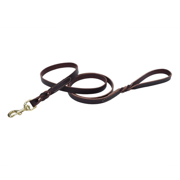 Coastal Pet Products Circle T Latigo Leather Twist Dog Leash with Solid Brass Hardware